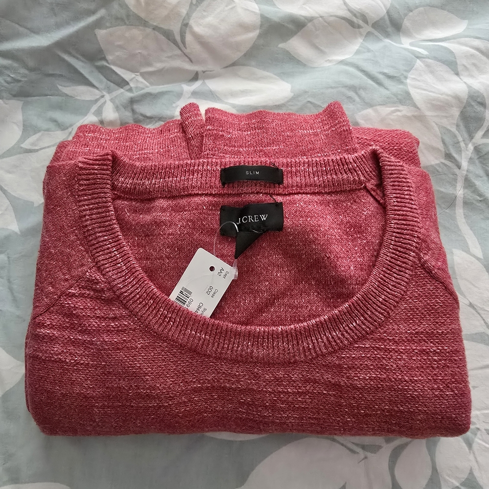 J. Crew Slim Crewneck Sweater in Heather Raspberry